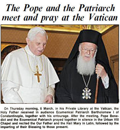 Benedict XVI prays with and blesses with “Orthodox” schismatic 