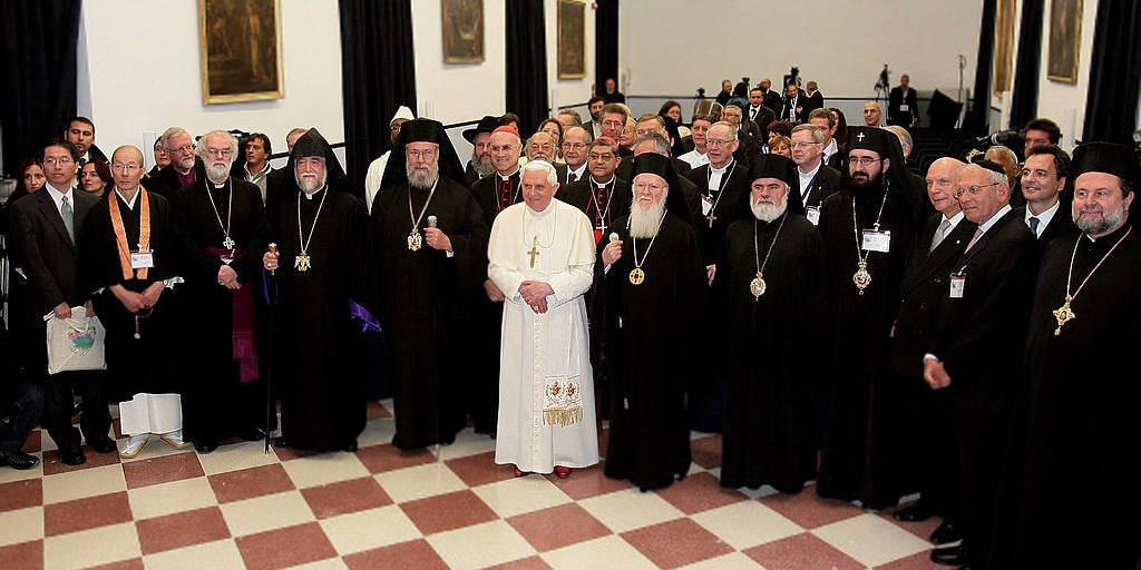 Anti Pope Benedict XVI at the Interreligious Meeting for Peace in Naples, Italy, October 21, 2007