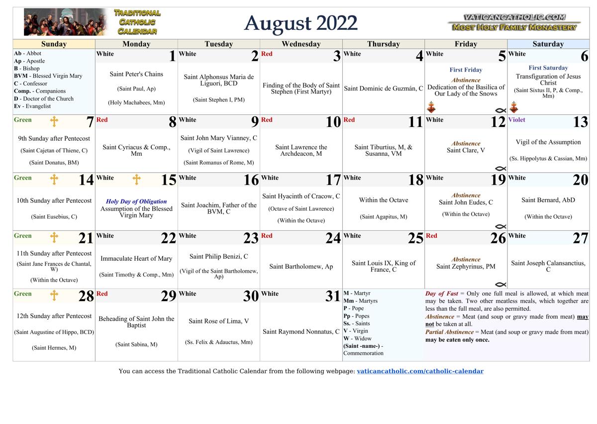 Month of August 2022