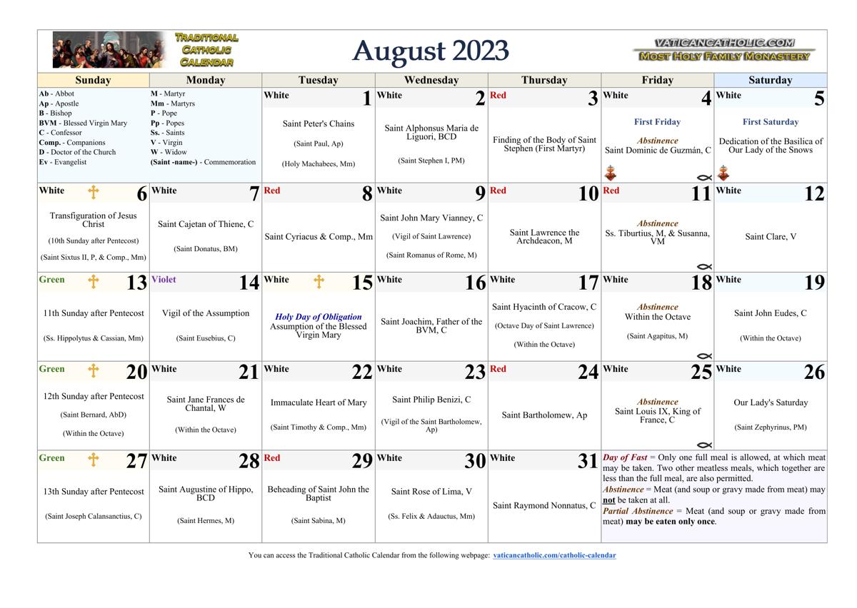 Month of August 2023