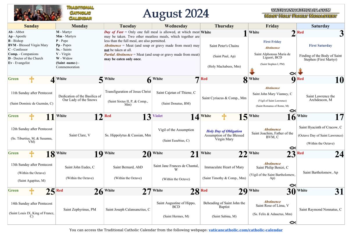 Month of August 2024