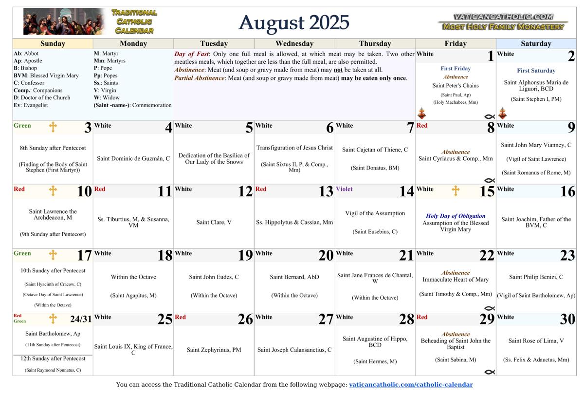 Month of August 2025