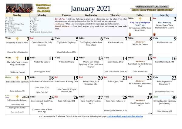 Traditional Catholic Calendar 2021 Complete Year
