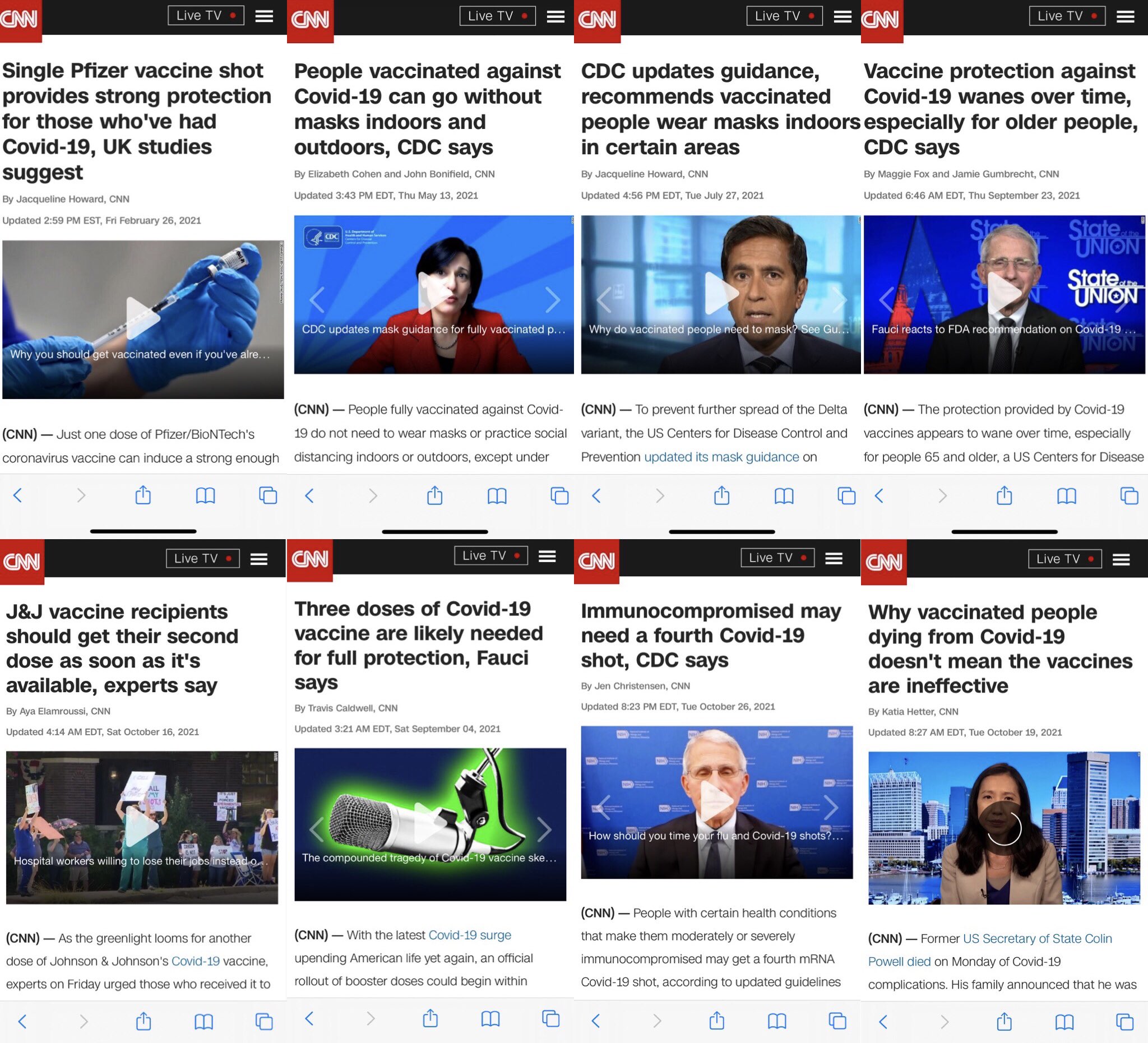 CNN Headlines showing how they move the goalpost on “vaccines”